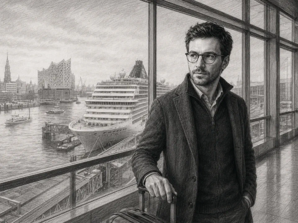 Niklas sees the MSC Poesia on arriving in Hamburg.